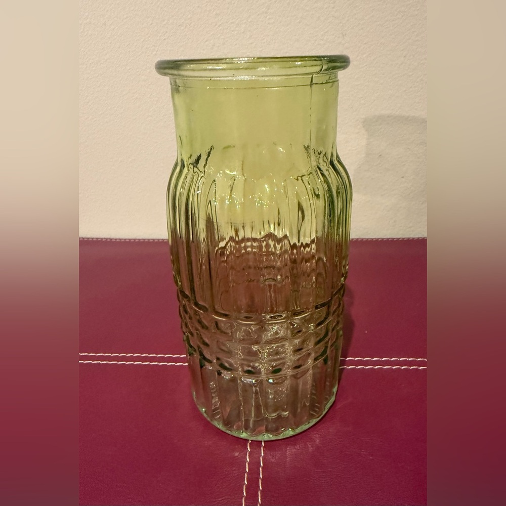 Elegant Textured Green Glass Bottle Vase